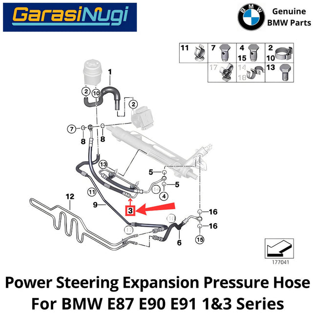 Power Steering For BMW E87 E90 E91 Expansion Pressure Hose Selang Ekspansi Saluran Tekanan Daya Kemudi 120 320