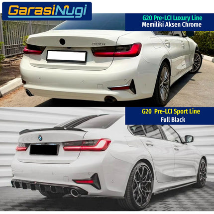 Cover Trim Reflector Belakang BMW G20 G28 Pre-LCI Luxury Line Housing Mata Kucing Rear Bumper 320