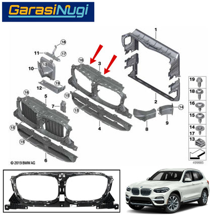 Bracket Grille Depan BMW G01 G02 Frame Dudukan Kisi Radiator Front Bumper X3 X4 2018 - 2021