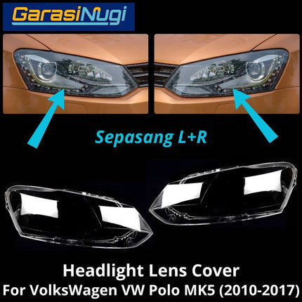 Mika Headlight VW Polo MK5 Lens Kaca Cover Lampu Depan Volks Wegan (2010-2017)