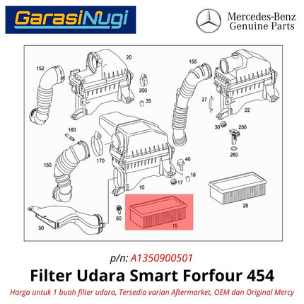 Filter Udara Smart Forfour 454 Air Filter Saringan Mesin Original 1350900501 2004 - 2006