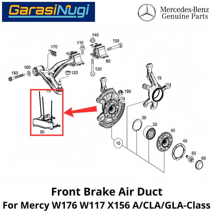 Front Brake Mercy W176 W117 X156 Air Duct Cover Tutup Penghalang Udara Rem Depan Mercedes A200 CLA GLA