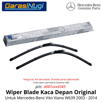 Wiper Blade Mercedes Vito Viano W639 Front Window Kaca Depan Original 2003 - 2014