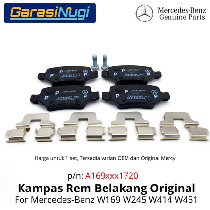 Kampas Rem Roda Belakang Mercedes W169 W245 W451 Rear Brake Pad Original Kit 1694201720