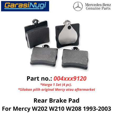 Rear Brake Pads Mercy W202 W210 W208 Kampas Rem 0044209120 Belakang C180 E230 CLK