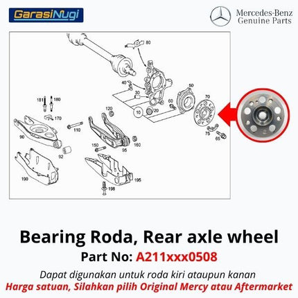 Bearing Roda Mercy W211 W204 W212 Rear Axle Wheel Hub Belakang E240