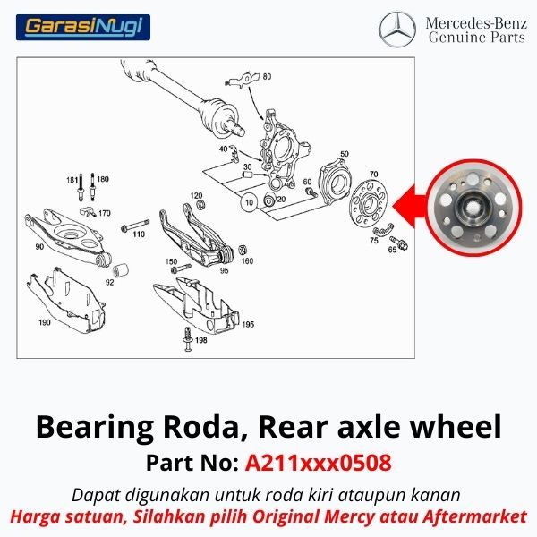 Bearing Roda Mercy W211 W204 W212 Rear Axle Wheel Hub Belakang E240