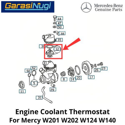 Engine Coolant Mercy W201 W202 W124 W140 Thermostat Termistor Pengatur Suhu C200 E230