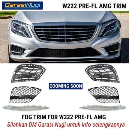 Fog Trim For Mercy W222 Pre-Facelift Cover Chrome Lampu Kabut Grill S450