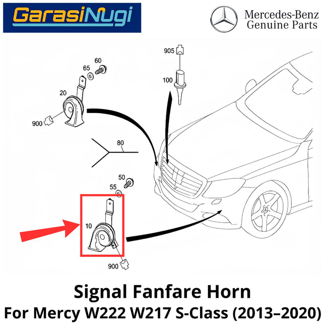 Electric Horn Signal Mercy W222 W217 Fanfare High and Low Note Terompet Klakson Mercedes S450 2013-2023