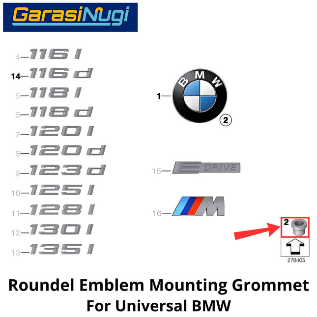 Trunk Emblem For Universal BMW Grommet Klip Karet Pelindung Logo Kap Mesin Depan