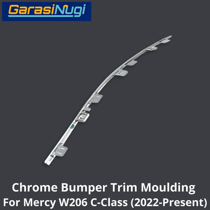 Chrome Lip Mercy W206 Spoiler Trim Bumper Depan Molding Mercedes C200 2021-2025