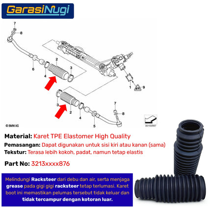 Karet Boot Rack Steer E39 E52 Original BMW Hitam Rubber Boot Front Axle 520 Z8