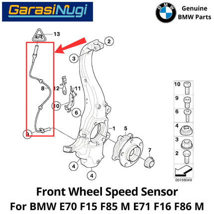 Front Wheel For BMW E70 F15 E71 F86 Speed Sensor Kecepatan Roda Depan X5 X6 2007-2018