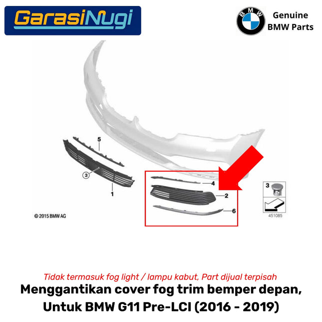 Fog Trim For BMW G11 G12 Pre-LCI Cover Chrome Lampu Kabut Grill Depan 730 750L