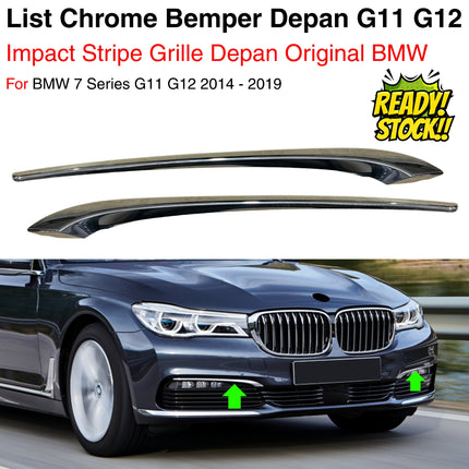 List Chrome Bumper Depan BMW G11 G12 Original Trim Grille Impact Stripe Moulding 730 740