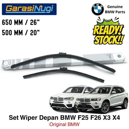 Wiper Frameless BMW F25 F26 Kaca Depan Original BMW X3 X4 Setir Kanan RHD Sepasang