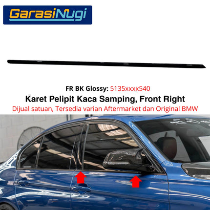 Karet Pelipit Kaca Depan BMW F30 F80 F31 List Chrome Gloss Black Trim Jendela Luar Original Weatherstrip 320