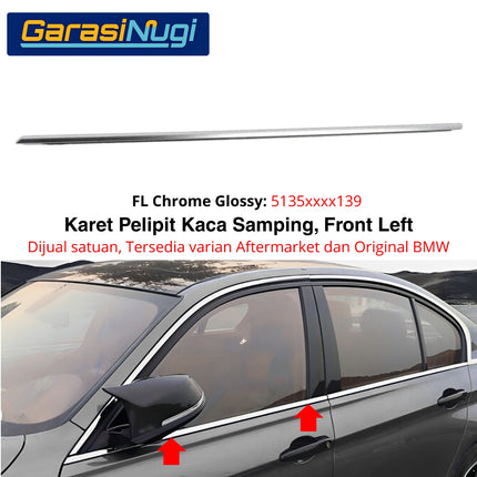 Karet Pelipit Kaca Depan BMW F30 F80 F31 List Chrome Gloss Black Trim Jendela Luar Original Weatherstrip 320