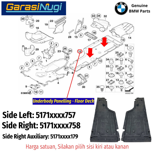 Floor Deck For BMW E60 E61 Side Underbody Paneling Cover Pelapis Lantai Samping Original 520