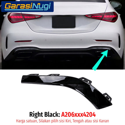 Chrome Stripe Mercy W206 Garnish Molding Krom Dan Hitam Glossy Bemper Belakang Mercedes C200 C300