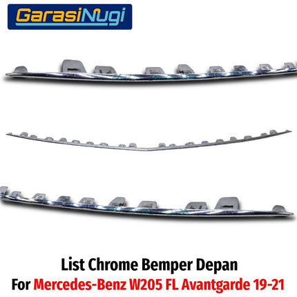 List Chrome Bemper Depan Mercy W205 Facelift Garnish Moulding Front Bumper Avantgarde C200
