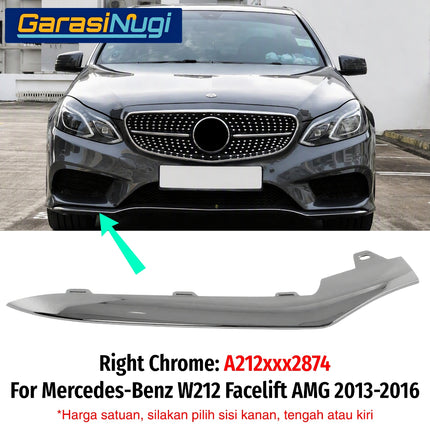 Chrome Lip Mercy W212 Facelift AMG Spoiler Trim Bumper Depan Molding Mercedes E200 E300