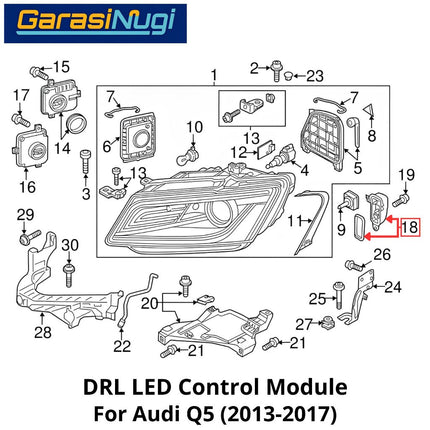 DRL LED Audi Q5 SQ5 Control Module Modul Lampu Depan (2013-2017)