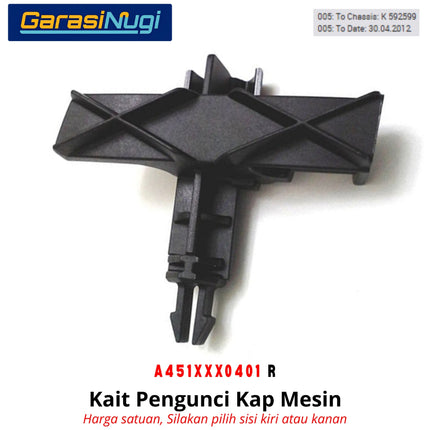 Kait Pengunci Kap Mesin Smart Fortwo W451 Hood Latch Original 2007 - 2015