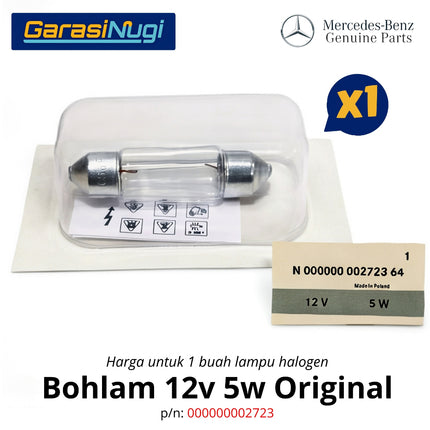 Bohlam Festoon C5W 12V 5W 35mm SV8.5 Lampu Plafon Kabin Bagasi Plat Nomor Original 000000002723