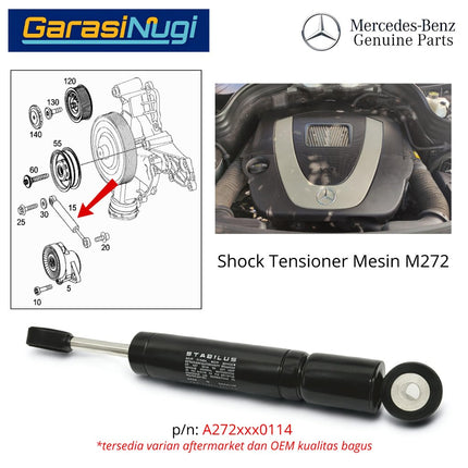 Shock Tensioner Mercedes W203 W204 W211 W212 Peredam Getaran Fanbelt Mesin M272 Original C230 E300