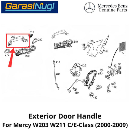 Exterior Rear Door Mercy W203 W211 Handle Eksterior Pegangan Pintu Belakang Luar Mercedes C200 E200