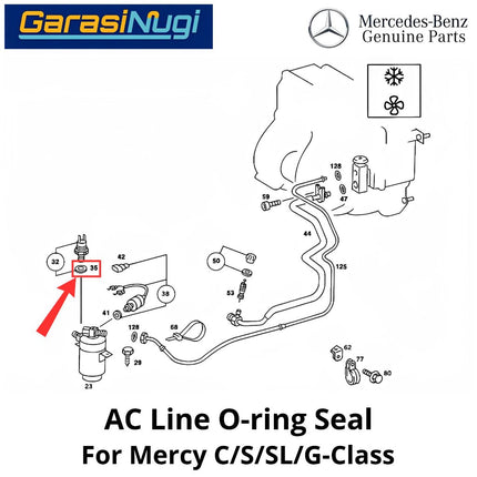 AC Line Mercy W202 W140 R170 W163 O-ring Seal Gasket Karet Saluran Pendingin Udara Mercedes C200 S280 SLK