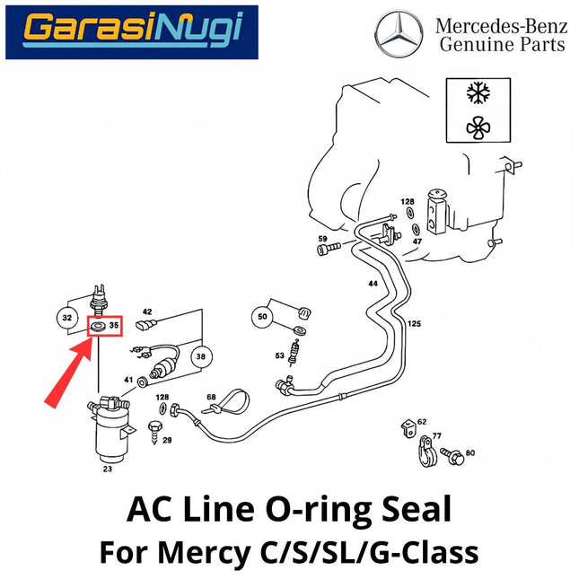 AC Line Mercy W202 W140 R170 W163 O-ring Seal Gasket Karet Saluran Pendingin Udara Mercedes C200 S280 SLK