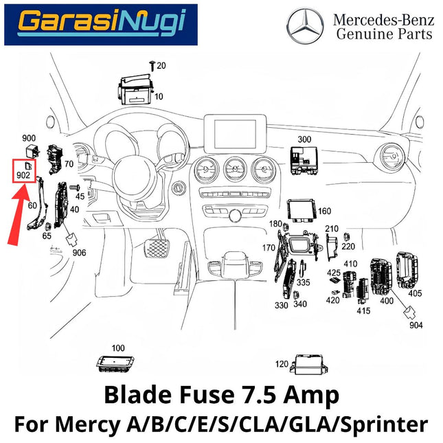 7.5A STD Blade Fuse Link For Mercy W204 W212 W221 H247 Sekring 7.5 Ampere N000000004203 Merrcedes C200 E200