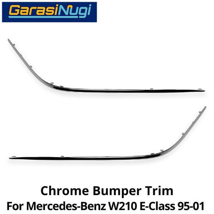 Chrome Stripe Mercy W210 Front Garnish Moulding Bumper Depan E320 1995-2001