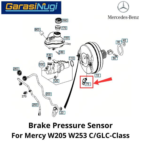 Brake Pressure Mercy W205 W253 Sensor Tekanan Rem Mercedes C200 GLC