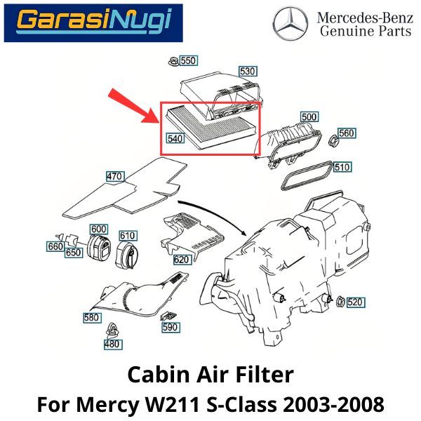 Cabin Air Mercy W211 Filter Saringan AC Kabin Mercedes E240 2003-2008