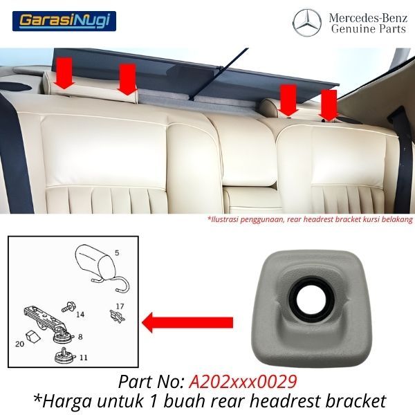 Cover Headrest Bracket Mercy W202 W210 Breket Sandaran Kursi Belakang C180