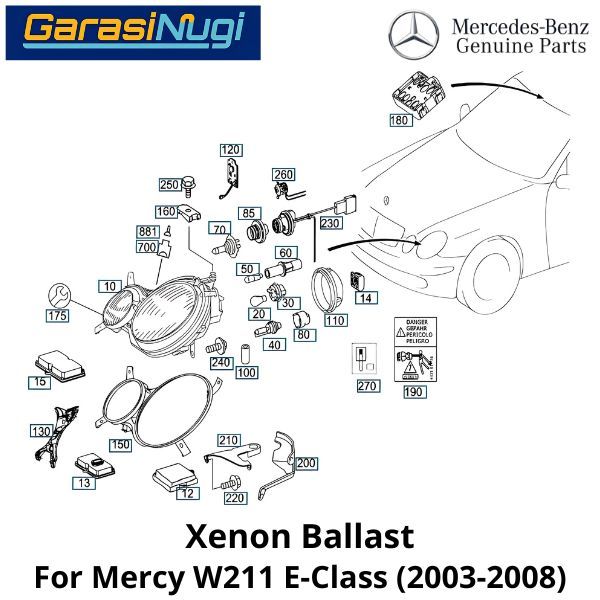 Xenon Ballast Mercedes W211 Headlight Driver Control Module Lampu Mercy E240