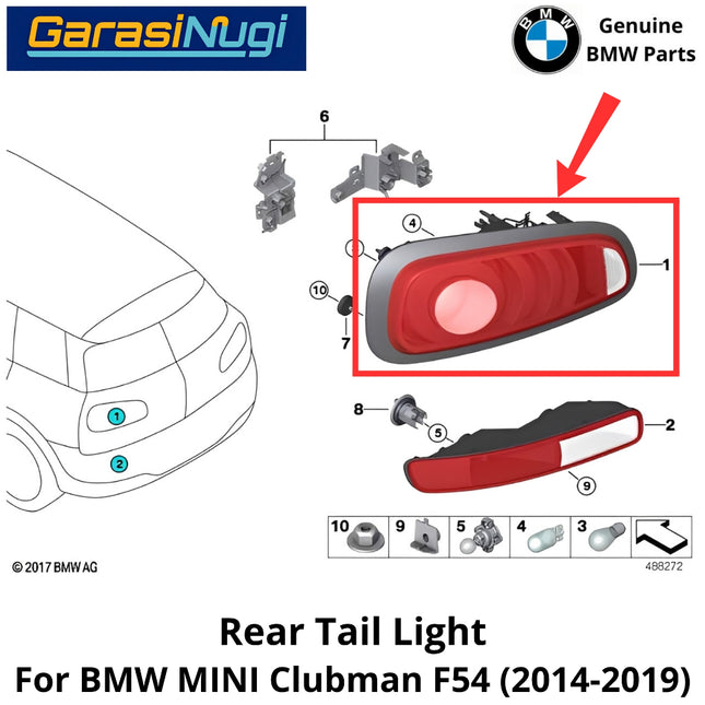 Tail Light For MINI Clubman F54 Assembly Talang Air Lampu Rem Belakang 2014 - 2019