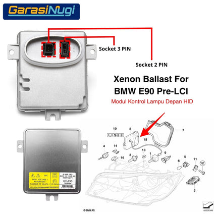 Xenon Ballast For BMW E90 Pre-LCI Headlight Driver Control Module Lampu Depan HID 325
