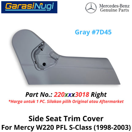 Front Side Seat Mercy W220 Pre-Facelift Cover Trim Penutup Kursi Samping Depan Mercedes-Benz S280 S350