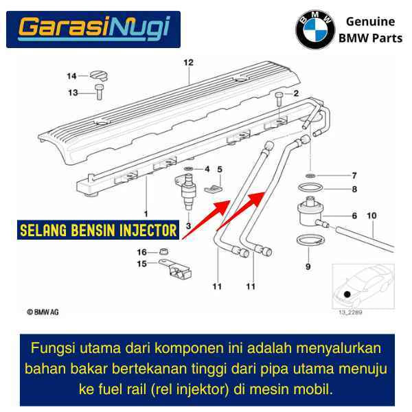 Selang Bensin Injector BMW E39 M52 M54 Original Fuel Rail Hose 13311744100 520 523