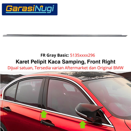 Karet Pelipit Kaca Depan BMW F30 F80 F31 List Chrome Gloss Black Trim Jendela Luar Original Weatherstrip 320