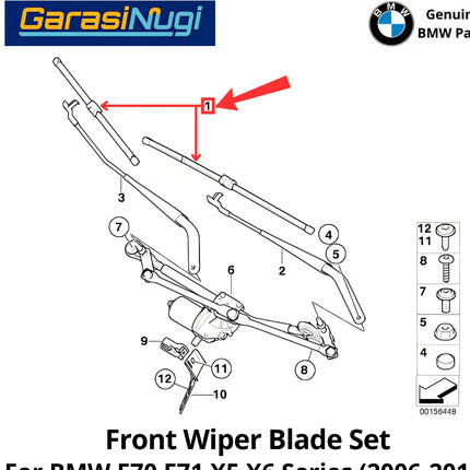 Front Wiper For BMW E70 E7 Wide Frameless Set Kaca Depan Original RHD X5 X6 2007-2013