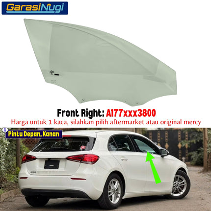 Kaca Jendela Pintu Samping Mercedes W177 Side Window Pane Glass Door Mercy A180 A200