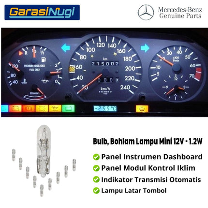 Bohlam Lampu Dashboard T5 12V 1,2W Panel Instrumen Indikator Original Bulb 072601012230