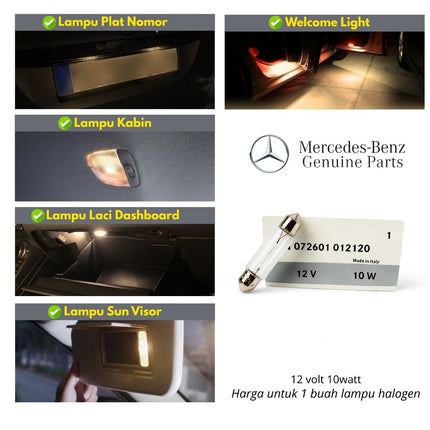 Bohlam Festoon 12V 10W 41mm Lampu Plafon Kabin Bagasi Plat Nomor Original Bulb N072601012120