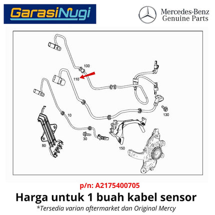 Sensor Brake Pad Mercedes W217 W222 Detektor Keausan Kampas Rem Roda Belakang Original Mercy S400 S450